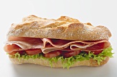 Sub sandwich with raw ham