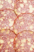 Käsewurst (cheese sausage), sliced