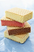 A pile of ice cream sandwiches