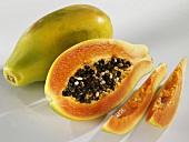 Papaya, whole, half and wedges
