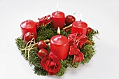 An Advent wreath with red candles