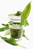 Ramsons (wild garlic) soup in a glass