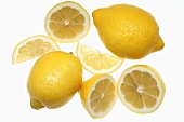 Lemons, whole, halves and wedges