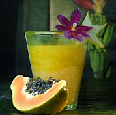 Papaya and a glass of juice