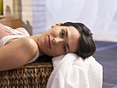 Woman lying on a massage couch