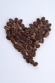 Coffee beans forming a heart