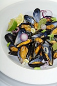 Mussels with onions and bay leaves (detail)