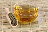 A cup of tea made with dried Chinese mugwort