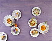 Assorted vegetable dishes and dishes with vegetables