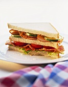 Turkey, bacon, tomato and cucumber sandwich