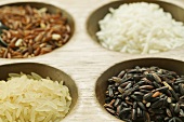 Four different types of rice (close-up)