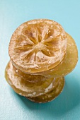 Candied lemon slices, in a pile