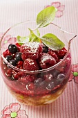 Berry dessert with icing sugar