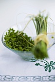 Fresh chives, a bunch and chopped