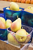 Pears in punnets at a market