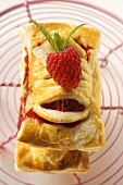 Puff pastries with raspberry filling