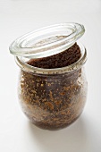 Chocolate pudding baked in a jar