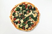 Whole spinach, tomato and cheese pizza