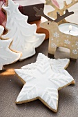 Assorted gingerbread biscuits with white icing