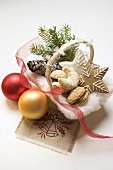Assorted Christmas biscuits in a basket