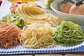 Home-made pasta with ingredients