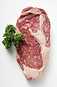 Beef steak, garnished with parsley