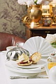 Eggs Benedict for breakfast in stylish hotel