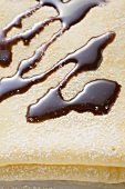 Crêpe with chocolate sauce (close-up)