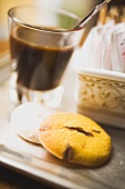 Glass of espresso and Italian biscuits