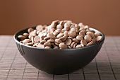 Chocolate chips in brown bowl