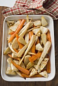 Roasted carrots, parsnips and celeriac