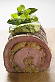 Stuffed beef roulade with herb butter