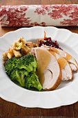 Turkey breast with broccoli, bread stuffing & cranberries