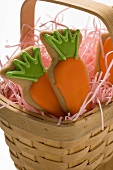 Easter biscuits (carrots) in basket