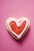 Heart-shaped iced biscuit
