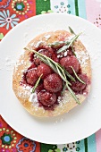 Focaccia with cherries and rosemary