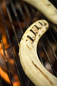 Banana on barbecue grill rack