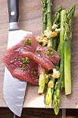 Beef carpaccio with asparagus