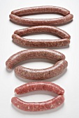 Various types of sausages