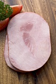 Two thick slices of ham (overhead view)