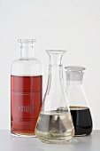 Various types of vinegar in bottles