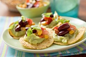 Tortilla chips with guacamole and salsa