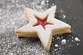 Jam biscuit with icing sugar