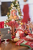Christmas table, woman in background (USA)
