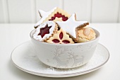 Assorted Christmas biscuits in bowl