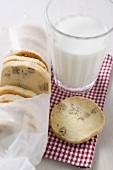 Nut biscuits and glass of milk