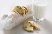 Nut biscuits and glass of milk