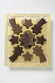 Chocolate stars in plastic packaging