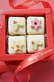 Four petit fours in red box (for Christmas)