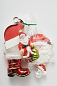 Sweet Father Christmas hat, tree ornaments and biscuit